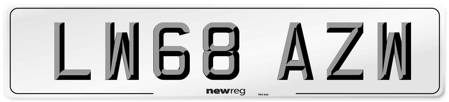 LW68 AZW Number Plate from New Reg